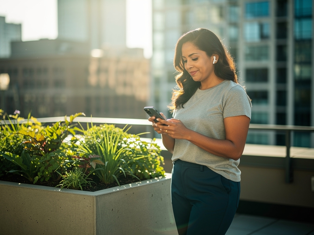Persona aprendiendo desde dispositivo móvil en espacio exterior urbano
